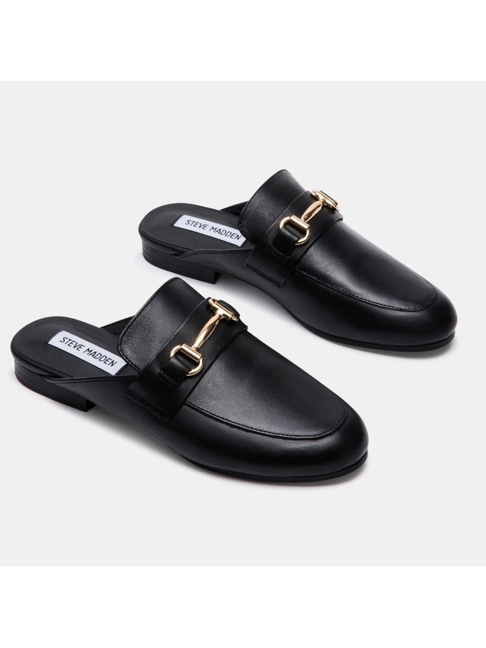 Steve Madden Kandi Women's Black Leather Slip-On Loafer Mules